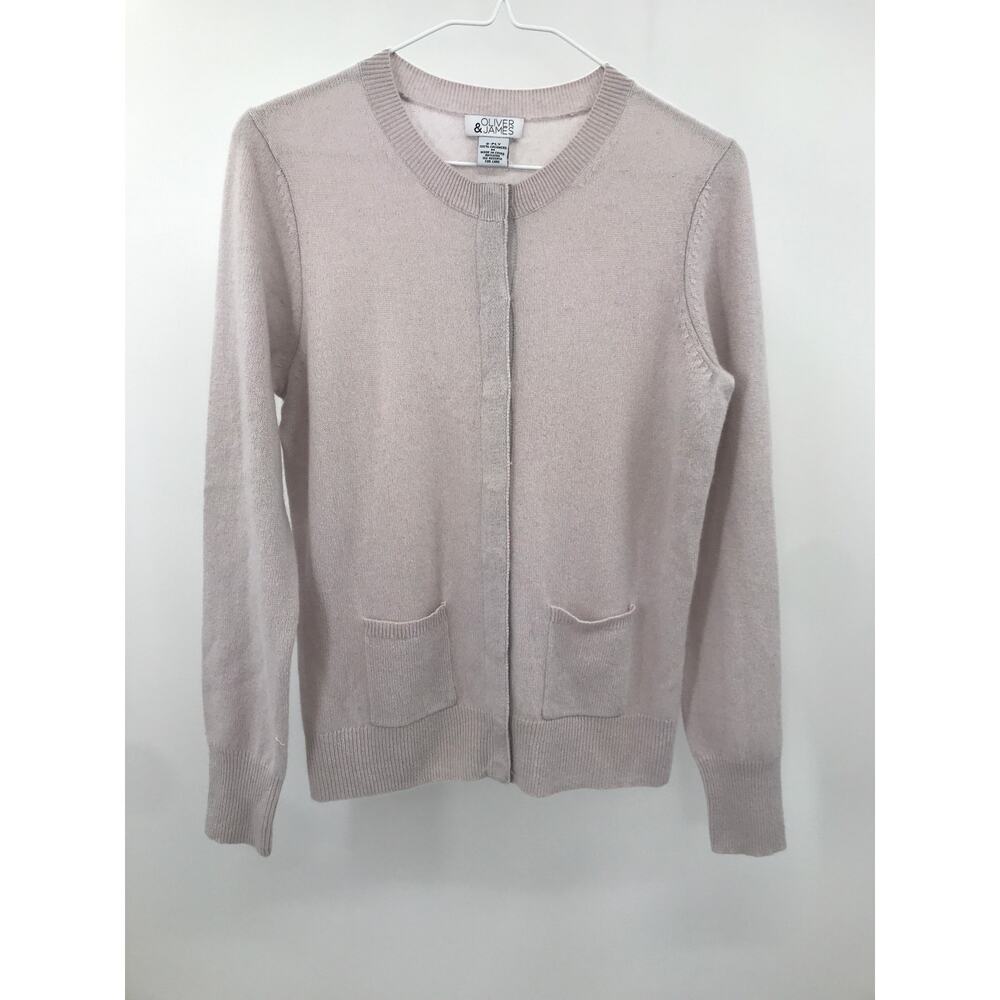 Oliver & James Beige Cashmere Snap Front Cardigan Sweater Womens M